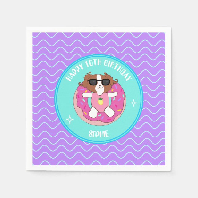 Personalized Dog Pool Party Napkins (Front)