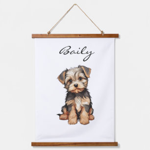 PERSONALIZED DOG PORTRAIT BANNER-MORKIE ART PRINT HANGING TAPESTRY
