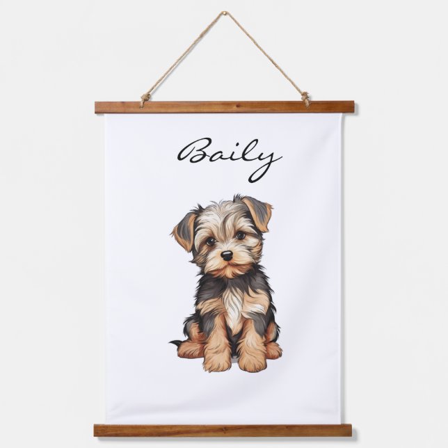 PERSONALIZED DOG PORTRAIT BANNER-MORKIE ART PRINT HANGING TAPESTRY (Front)
