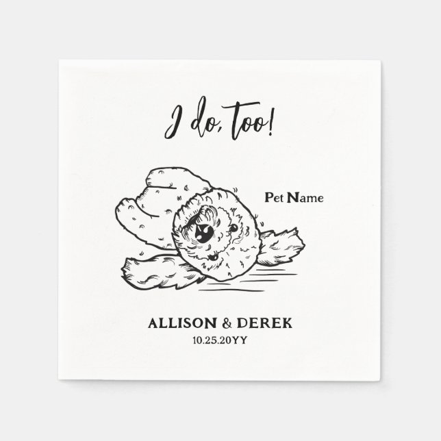 Personalized Dog Portrait Wedding Napkin (Front)