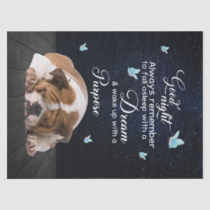 Personalized Dog Quilt Blanket, Bulldog Good Night Tissue Paper