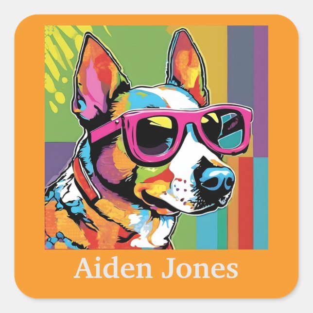Personalized dog stickers colourful (Front)