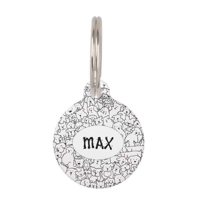Personalized Dog Tag with Dog Doodle Design (Front)