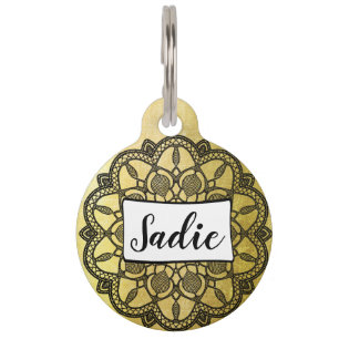 Personalized Dog Tags, Add name to Gold and Black Pet Tag