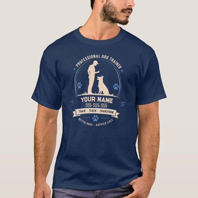 Personalized Dog Trainer T-Shirt with Custom Name  (Front)