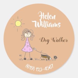 Personalized dog walker business stickers
