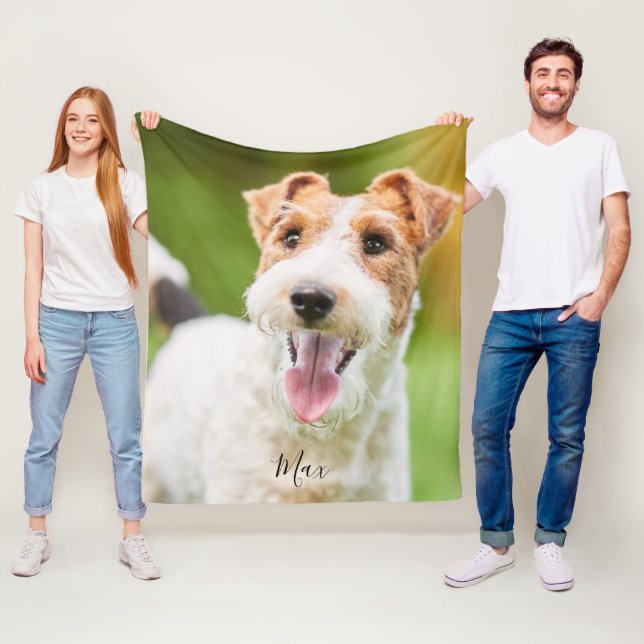 Personalized Dog Wire Fox Terrier Photo Fleece Blanket (In Situ)