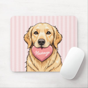 Personalized Dog with Heart Happy Valentine's Day Mouse Pad
