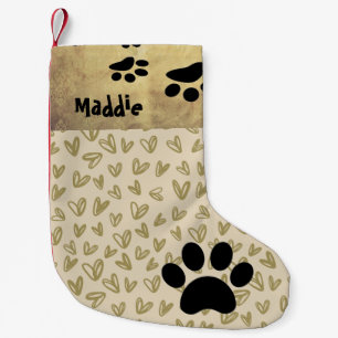 Personalized Dog with Hearts and Paw Print Small Christmas Stocking