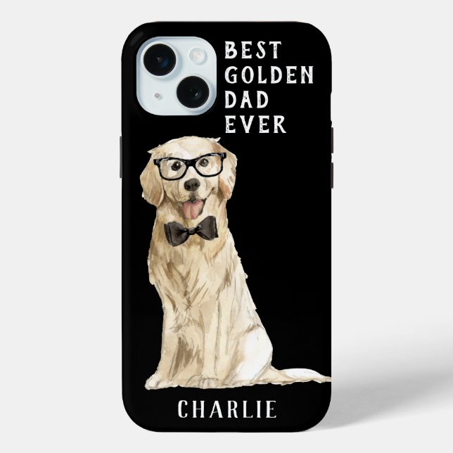 Personalized Dog's Name Best Golden Dad Ever Black Case-Mate iPhone Case (Back)