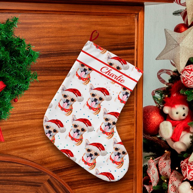 Personalized Dog's Name Chihuahua With Collar Large Christmas Stocking (Creator Uploaded)