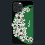 Personalized Dogwood Blossom iPhone Case<br><div class="desc">Dress up your iPhone with this lovely phone case that features pretty dogwood blossoms with green and black trimming.  You will personalize it with your name,  prior to placing it into your shopping cart.</div>