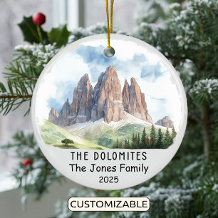 Personalized Dolomites Ornament, Italy Ceramic Ornament