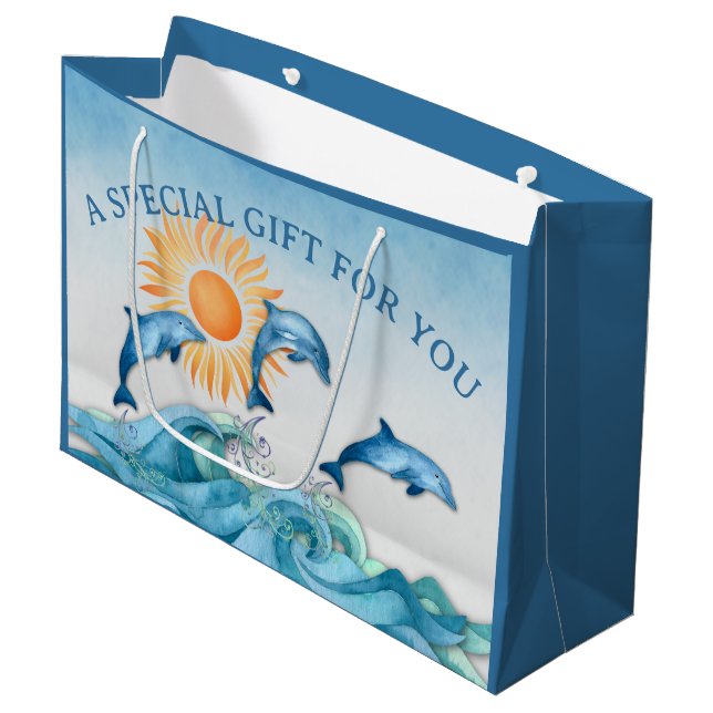 Personalized Dolphin Large Gift Bag (Front Angled)