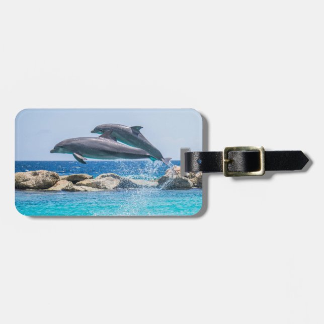 Personalized Dolphin Luggage Tag (Front Horizontal)
