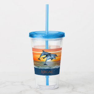Personalized Dolphin Ocean Beach Gift for Her Acrylic Tumbler