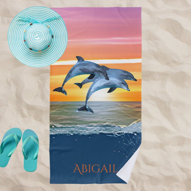 Personalized Dolphin Ocean Beach Gift for Her Towel (Creator Uploaded)