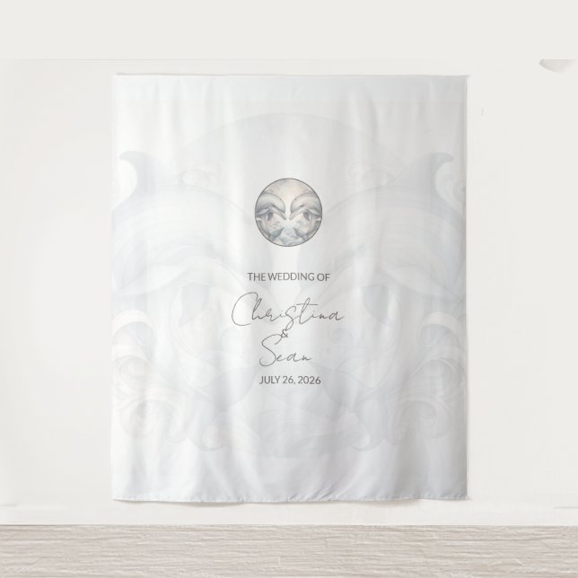 Personalized Dolphin Wedding Backdrop Tapestry (Front)
