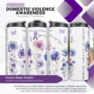 Personalized Domestic Violence Awareness Thermal Tumbler
