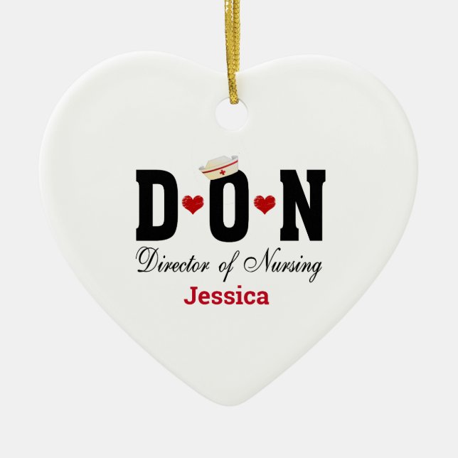 Personalized DON Nurse Christmas Ceramic Ornament (Front)
