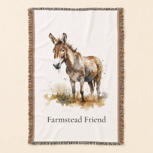 Personalized Donkey Farmhouse Welcome Throw Blanket