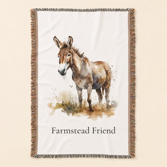 Personalized Donkey Farmhouse Welcome Throw Blanket (Creator Uploaded)