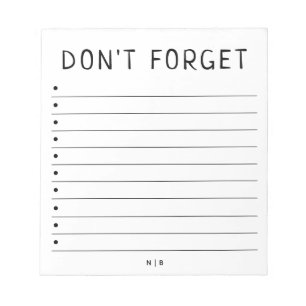 Personalized Don't Forget To Do List Notepad