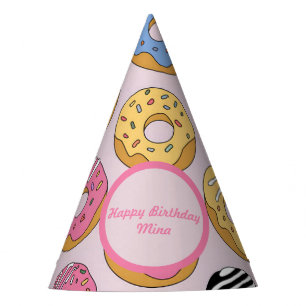 Personalized Donut-Themed Birthday Cone Party Hat