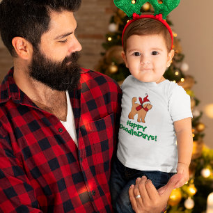 Personalized Doodle Dog Christmas Holiday Baby Bodysuit