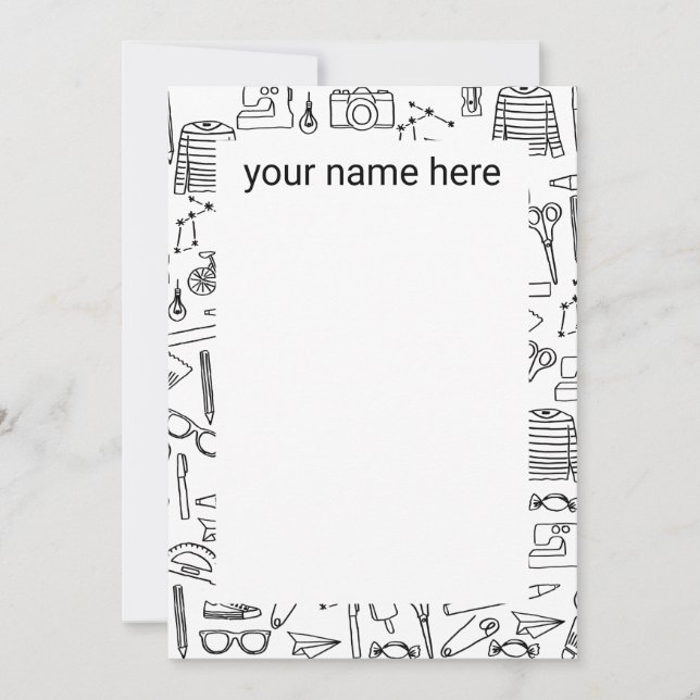 Personalized Doodle Drawings Notecards (Front)