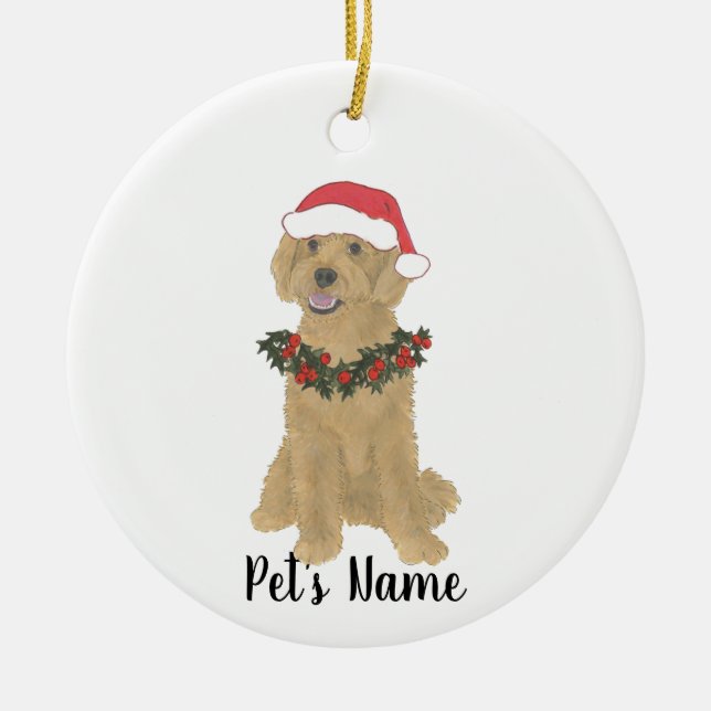 Personalized Doodle (Golden Red Apricot) Ornament (Front)