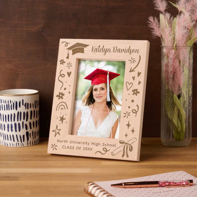 Personalized Doodle Graduation Photo Etched Frames (Creator Uploaded)
