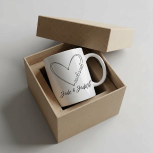 Personalized doodle heart wedding coffee mug