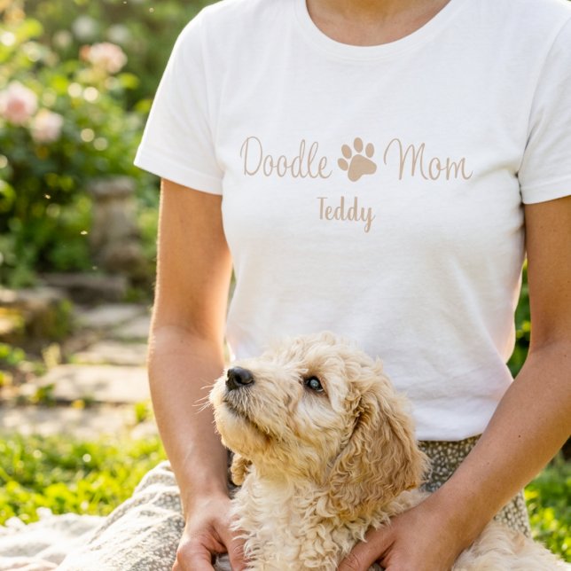 Personalized Doodle Mom Paw Print with Dog Name T-Shirt (Creator Uploaded)