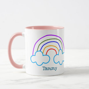 Personalized doodle rainbow mug