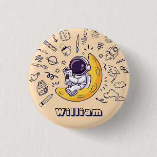 Personalized Doodle Space Planets Back to School 1 Inch Round Button
