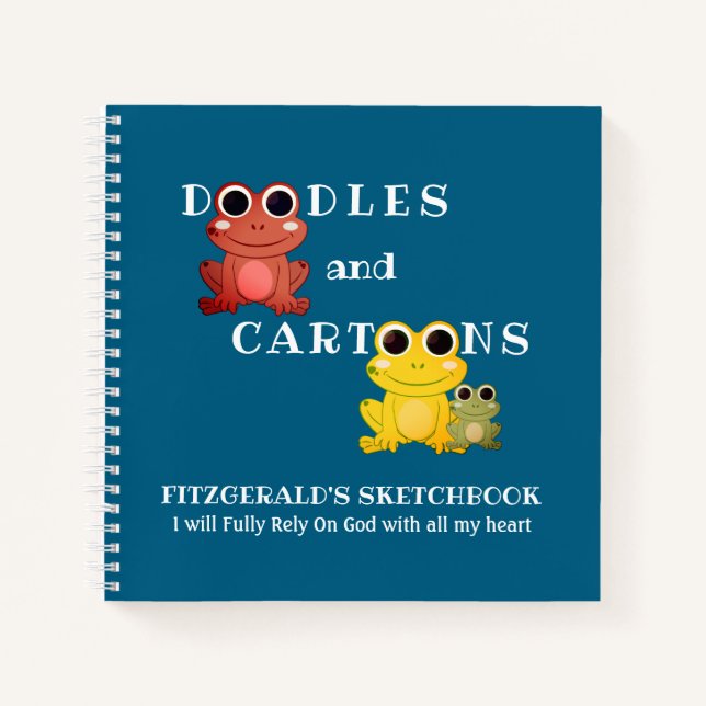 Personalized DOODLES AND CARTOONS Frogs Sketchbook Notebook (Front)