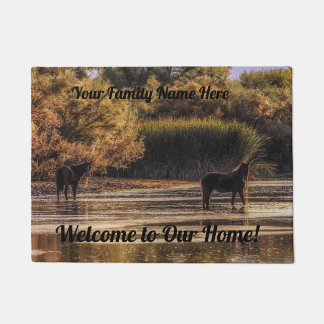 Personalized Door Mat - Salt River Wild Horses (Front)