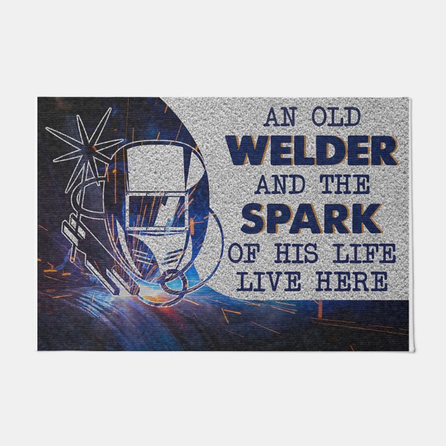 Personalized Doormat, An Old Welder And His Spark Doormat (Front)
