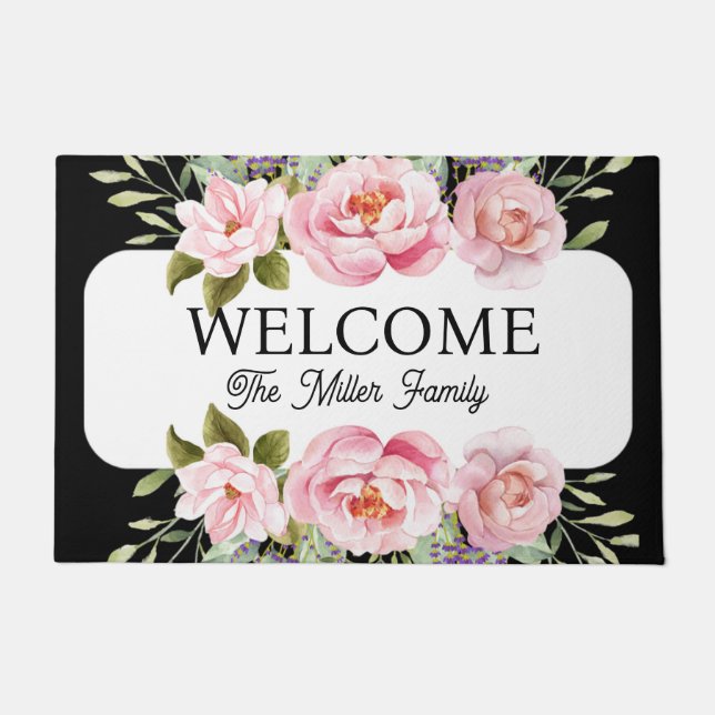 Personalized doormat floral personalized (Front)