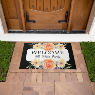 Personalized doormat floral personalized