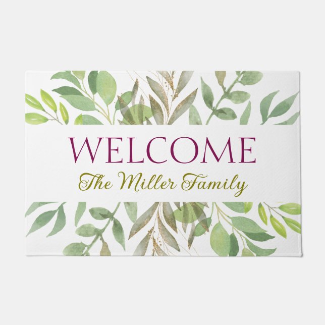 Personalized doormat floral personalized (Front)
