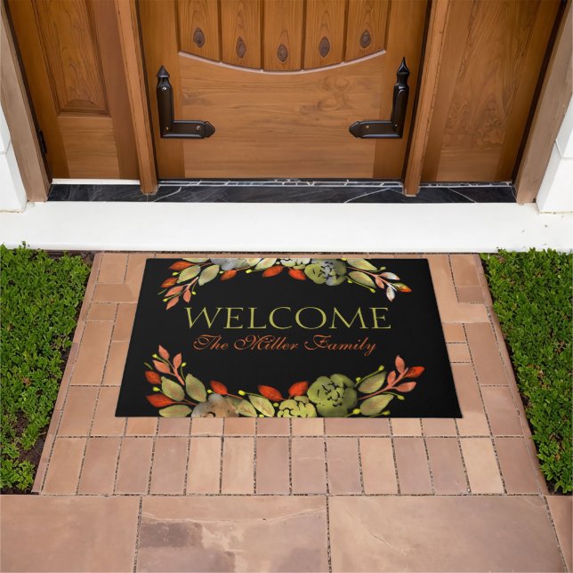 Personalized doormat floral personalized (Outdoor)