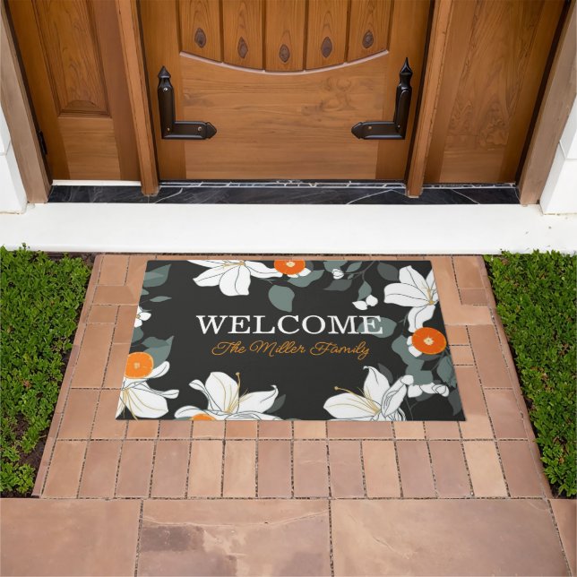 Personalized doormat floral personalized (Outdoor)