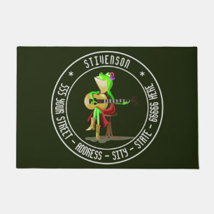 Personalized Doormat Guitar Player Frog Your Text