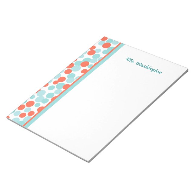 Personalized Dots Teacher's Kitchen Notepad Gift (Angled)