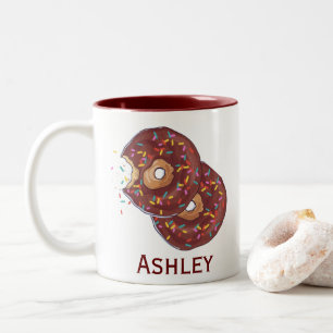 Personalized Double Chocolate Doughnut With Sprink Two-Tone Coffee Mug