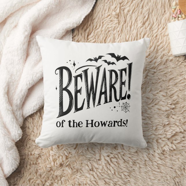 Personalized Double-Face Beware of us Halloween Throw Pillow (Blanket)