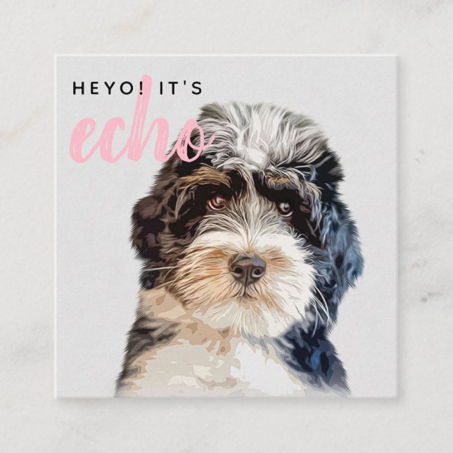 Personalized Double Photo Scannable QR Code Square Business Card (Front)