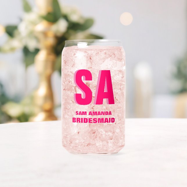 Personalized Double Shadow Monogram Bridesmaid  Can Glass (Insitu (Wedding))